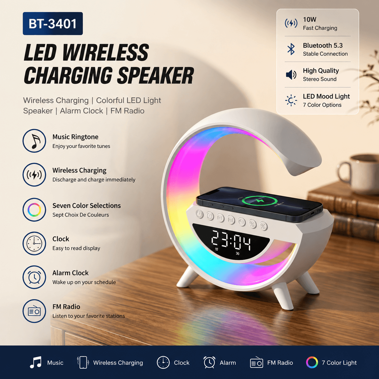 LED Wireless Charging Speaker