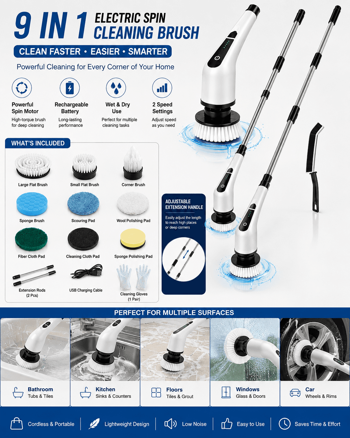 9-in-1 Electric Spin Cleaning Brush